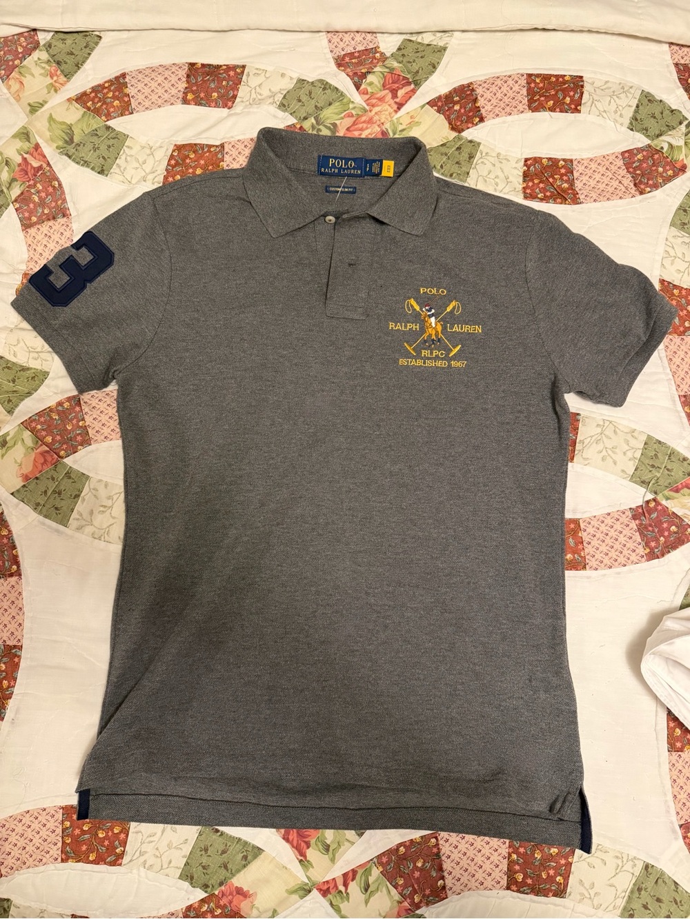 Vintage Polo Ralph Lauren Gray Polo Triple Pony Stampede Equestrian